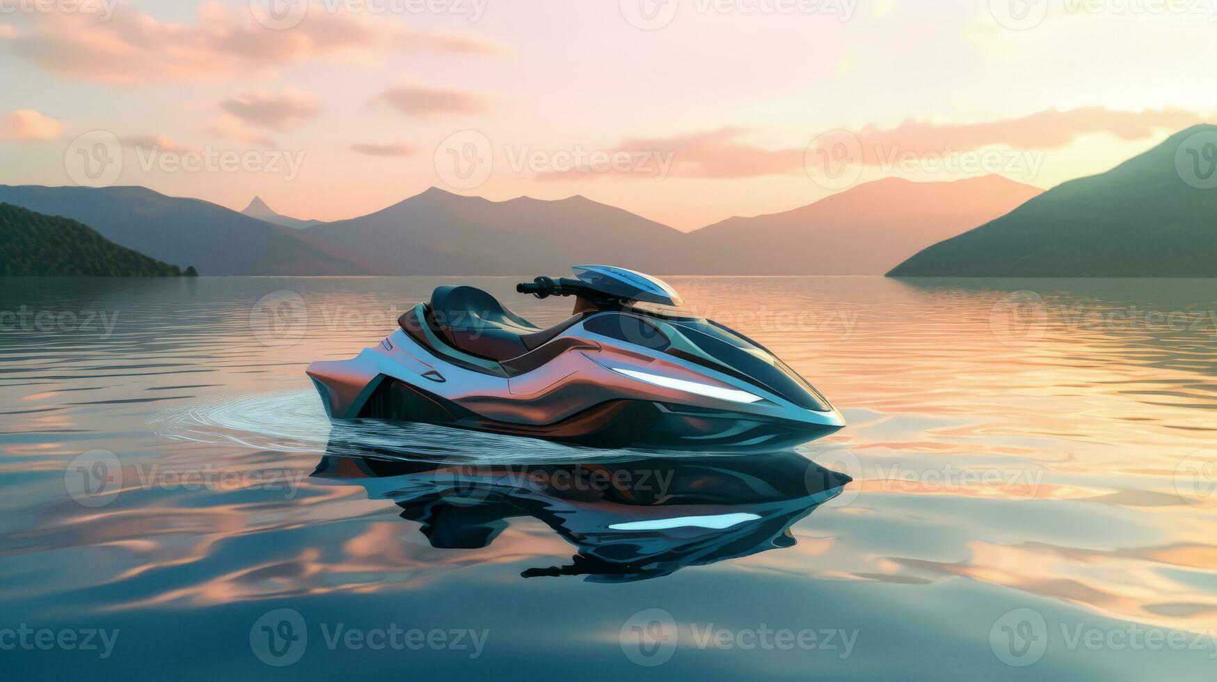 Jet Ski von ein schön Transport mit futuristisch Design. ai generiert. foto