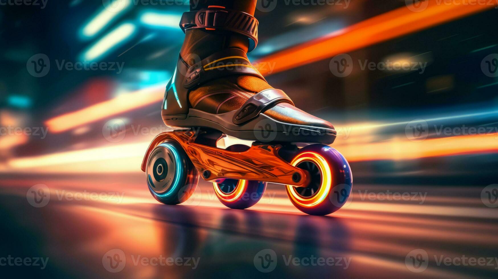 Rollerblades von ein schön Transport mit futuristisch Design. ai generiert. foto