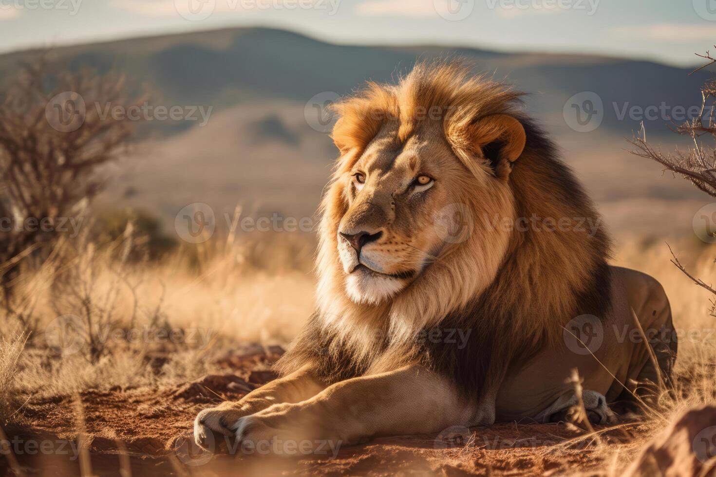 Löwe im Natur, National Erdkunde, breit Leben Tiere. ai generiert. foto