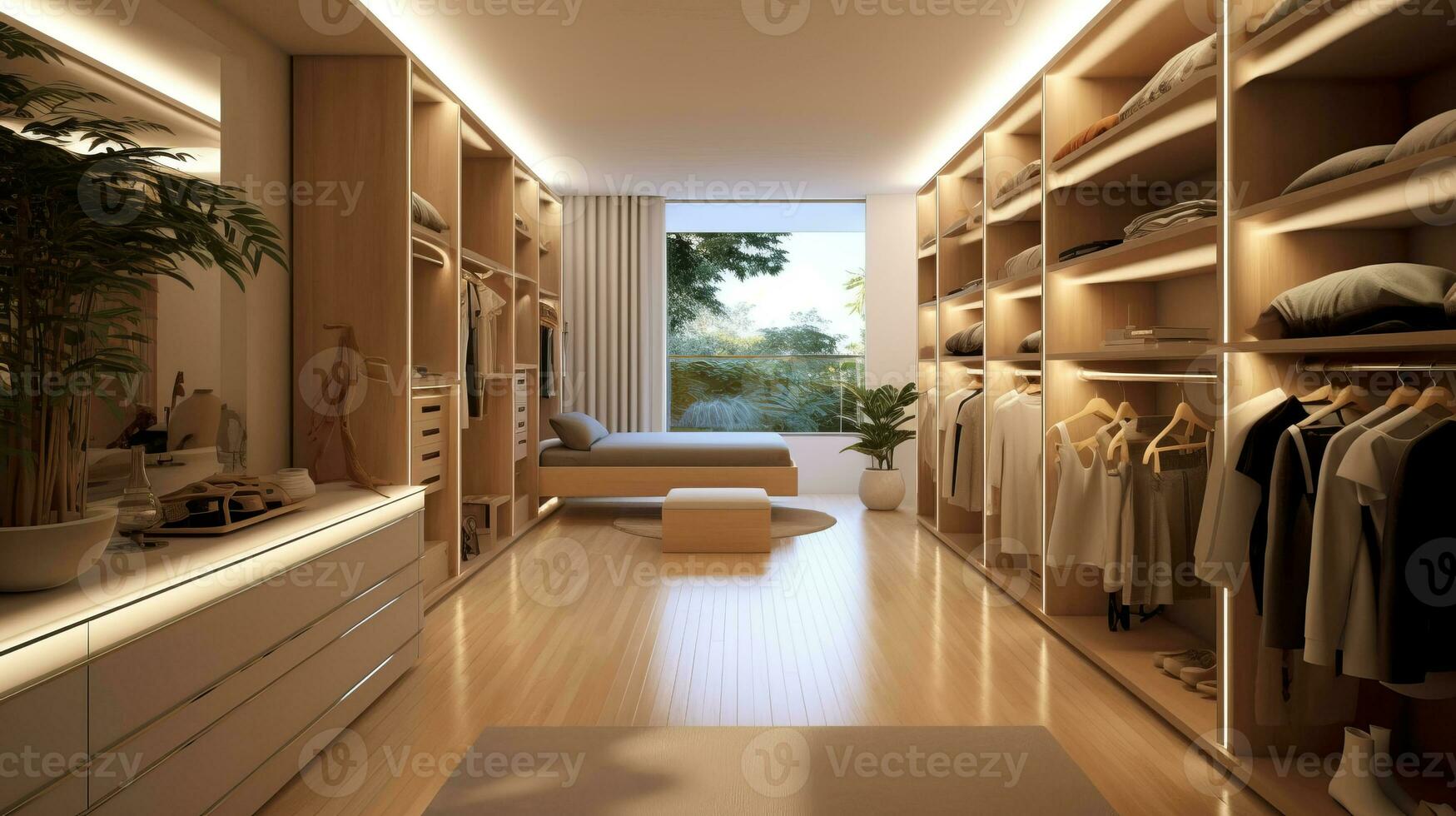 das reingehen Wandschrank Zimmer von ein schön hell modern Stil Haus. ai generiert. foto