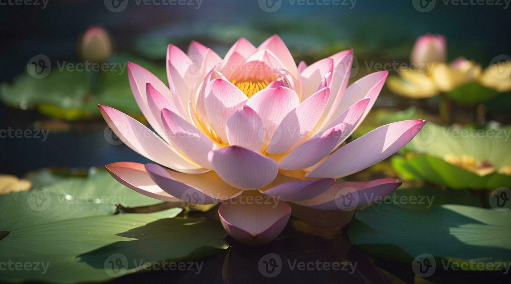 schöne rosa Seerose oder Lotusblume im Teich foto