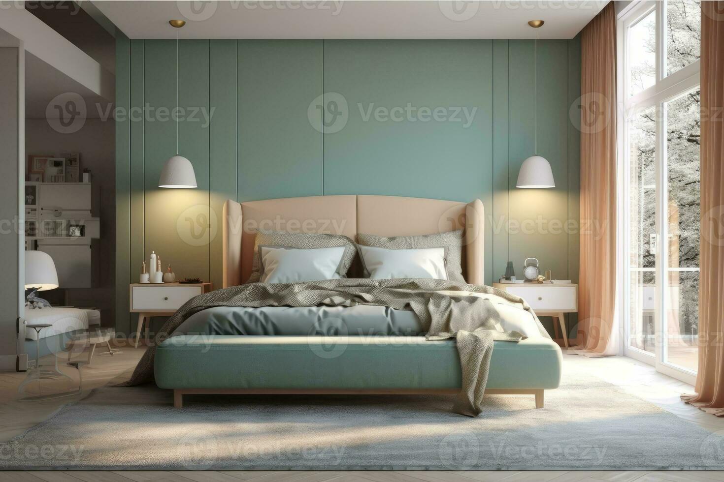 ai generativ Foto von ein elegant und modern Schlafzimmer