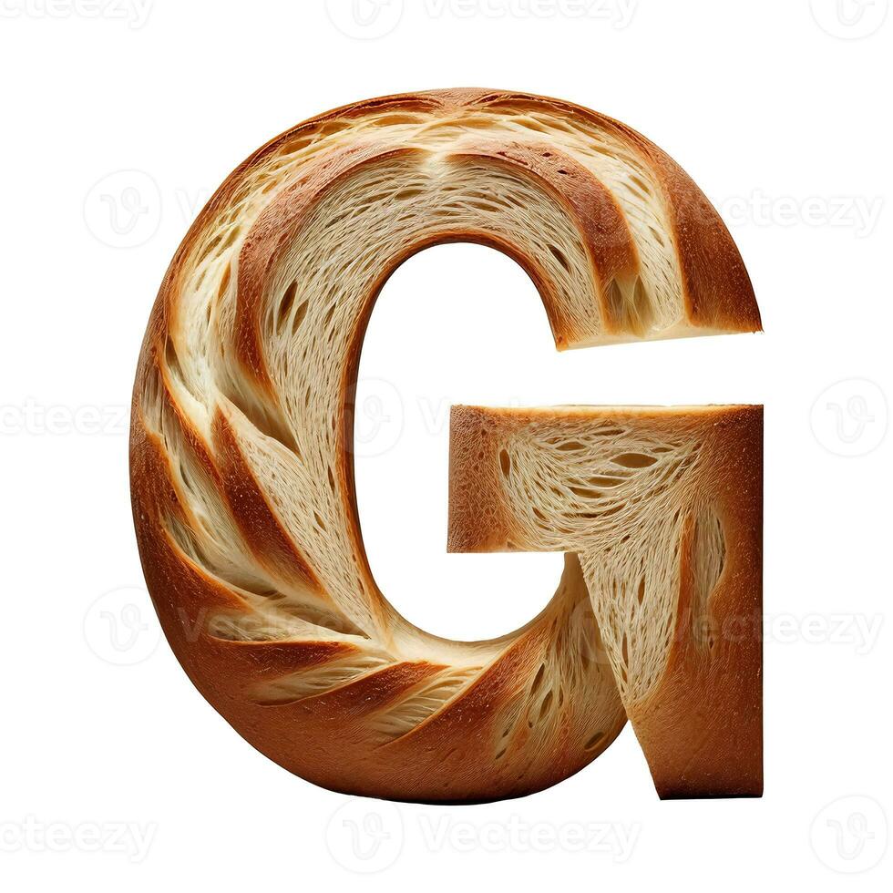 Brot Typografie Text Design Großbuchstaben Alphabet G, ai generativ foto