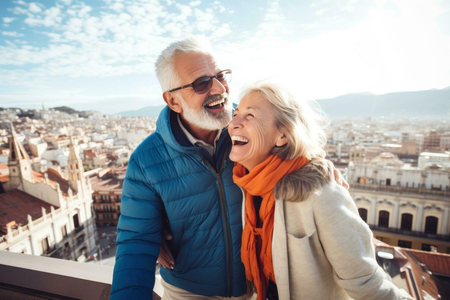 glücklich älteste Paar im das Straße foto