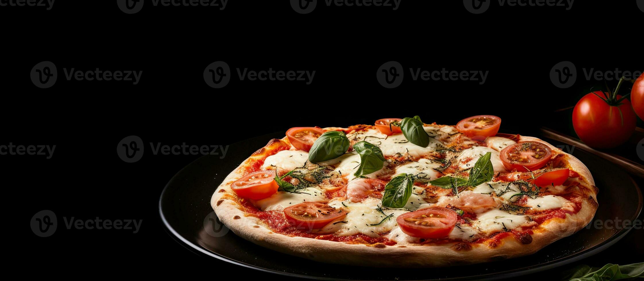 Teller mit köstlich Margherita Pizza und Tomate Soße auf ein Licht texturiert Hintergrund. foto