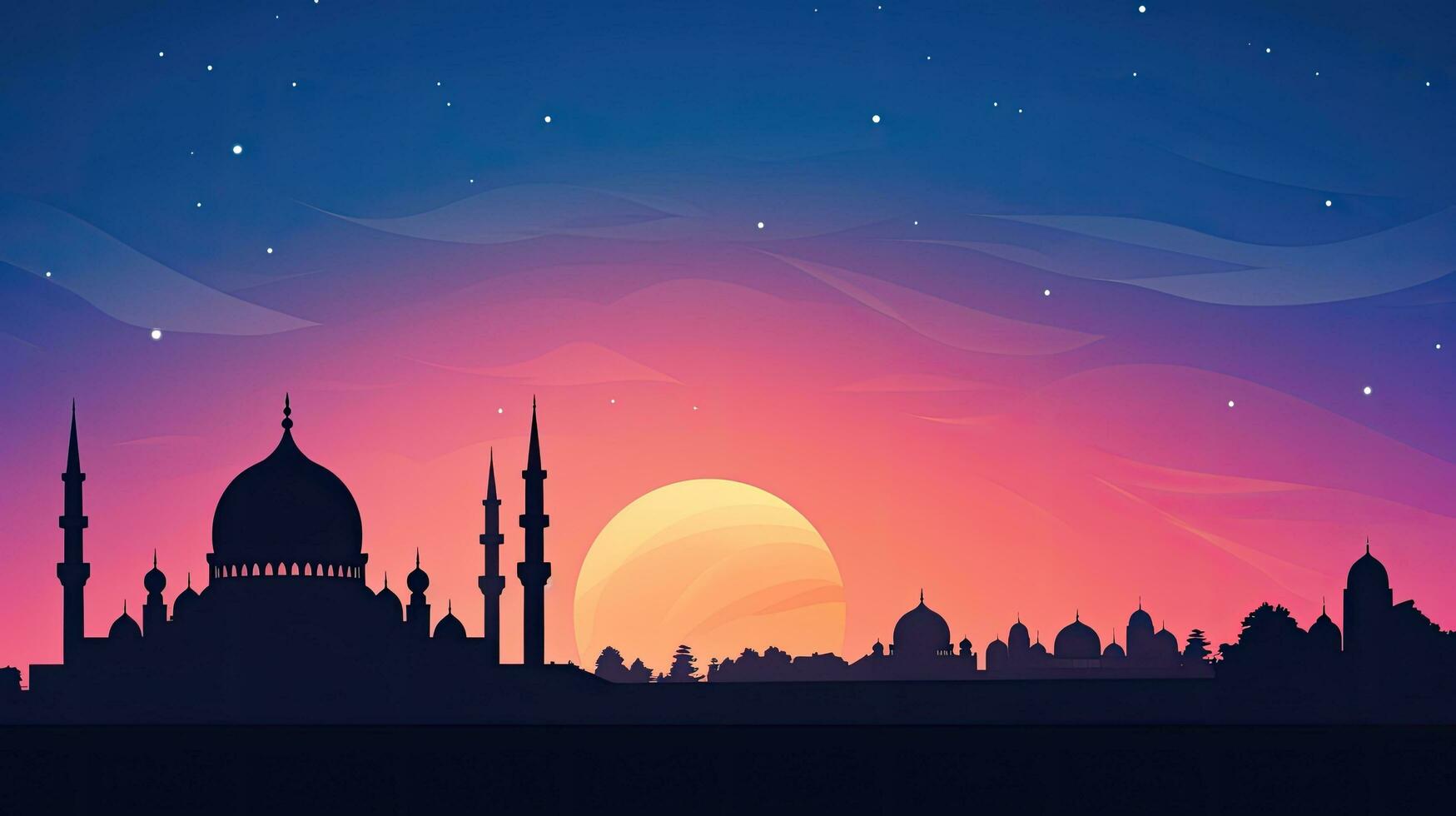 silhouettiert Moschee gegen bunt Ramadan Himmel foto