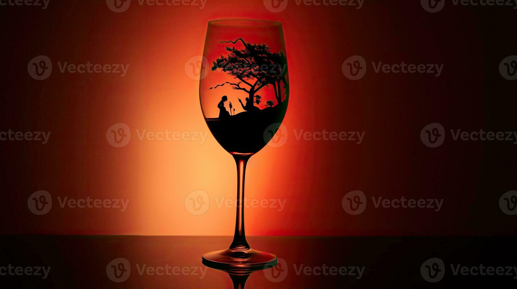 Studio Schuss von ein Wein Glas und ein Alkohol Flasche im Silhouette foto