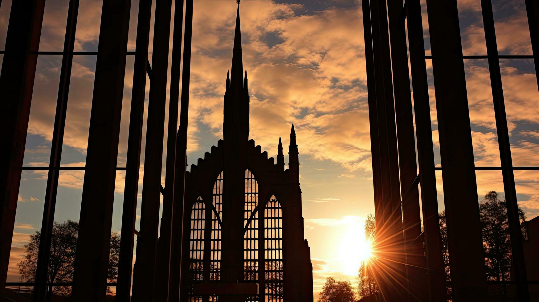 Coventry Kathedrale umrissen gegen das Himmel foto