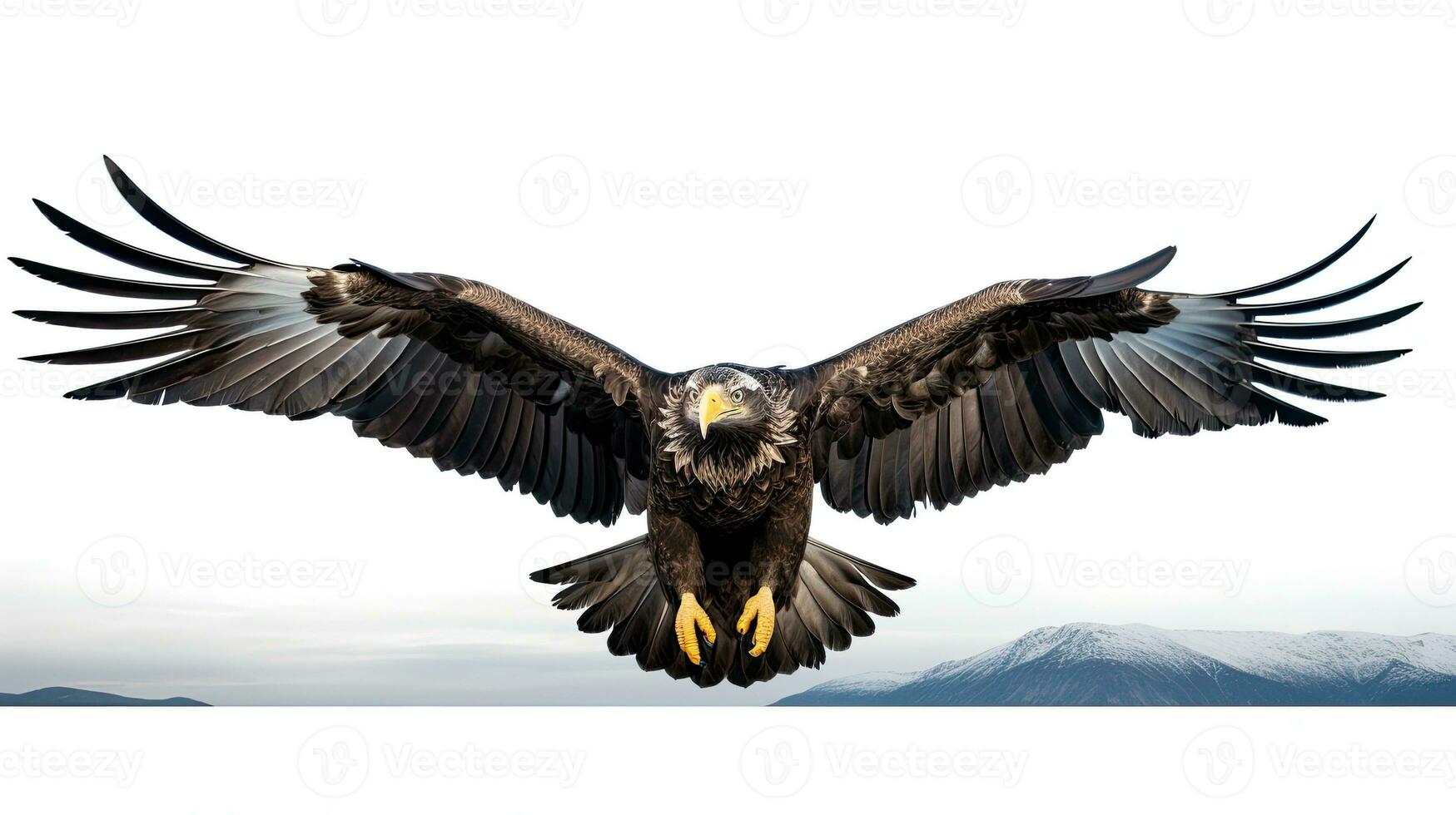 Silhouette von majestätisch Weiß beschattet Adler im Flug gegen ein Weiß Hintergrund im Hokkaido Japan gefangen im ein atemberaubend lange Exposition Foto perfekt zum Hintergrund oder wildlif