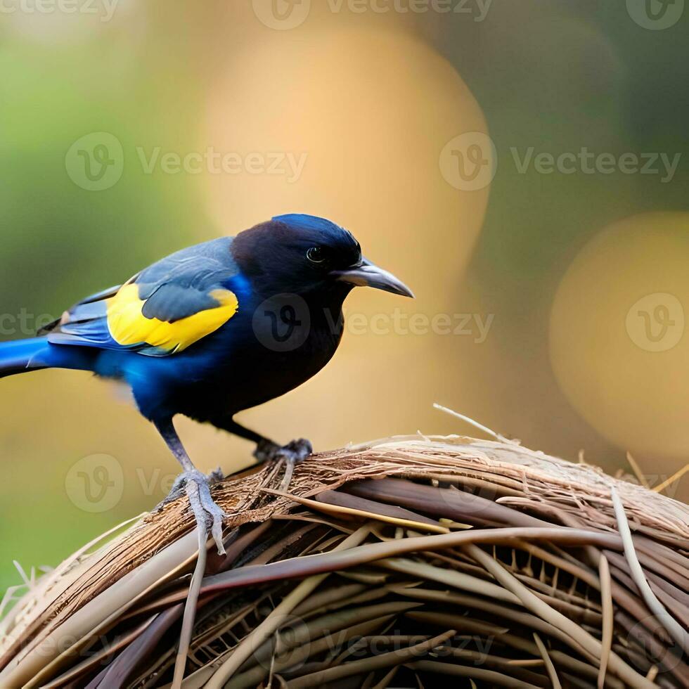 ai generativ Vogel im Nest foto