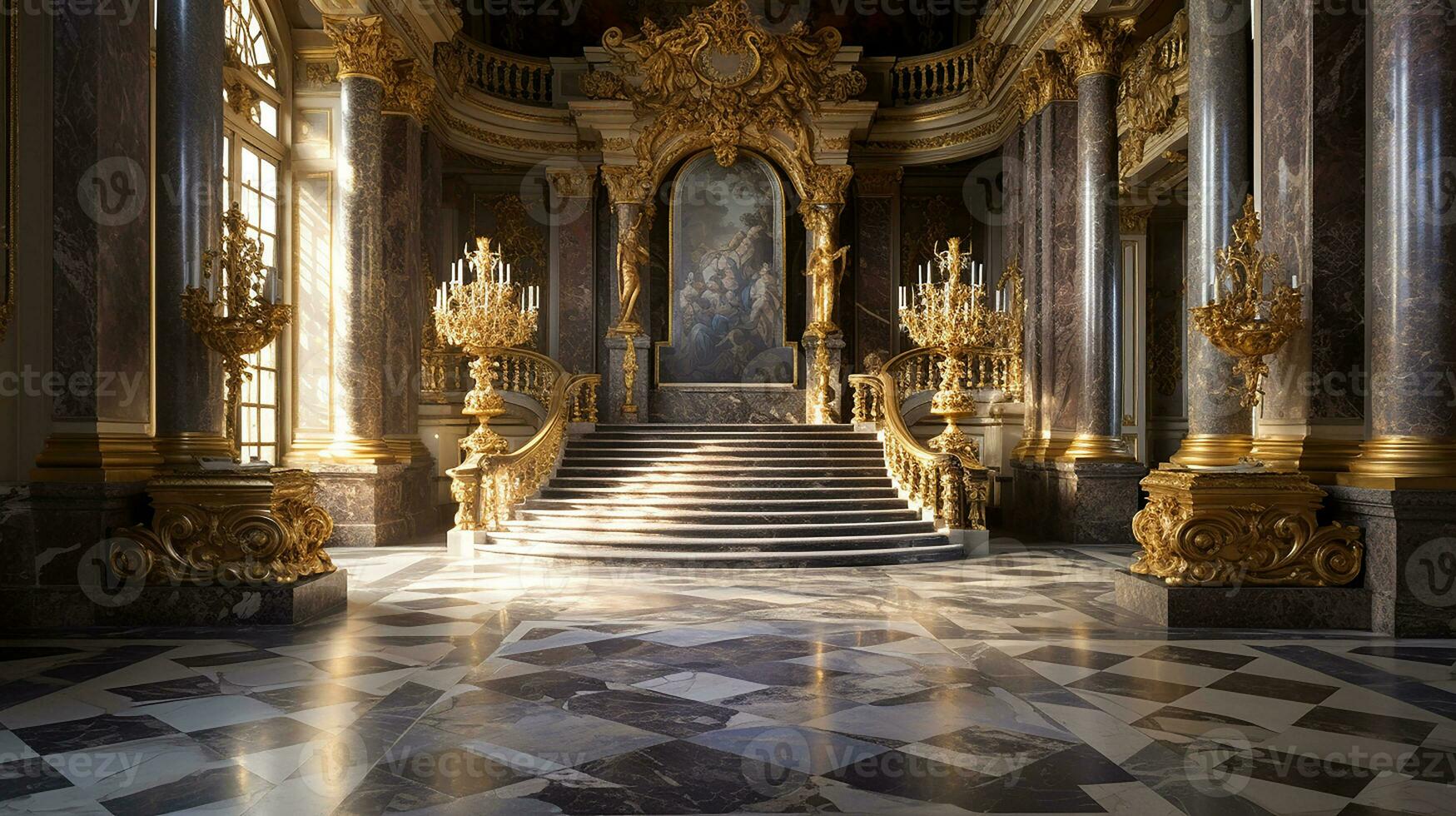 Foto von das Zimmer mit das Innere Design von das Palast von Versaille, Frankreich. generativ ai