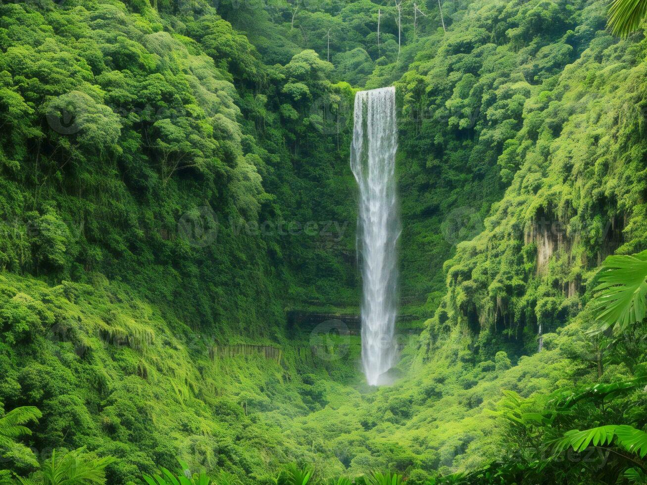 Wasserfall im das Urwald ai generiert foto