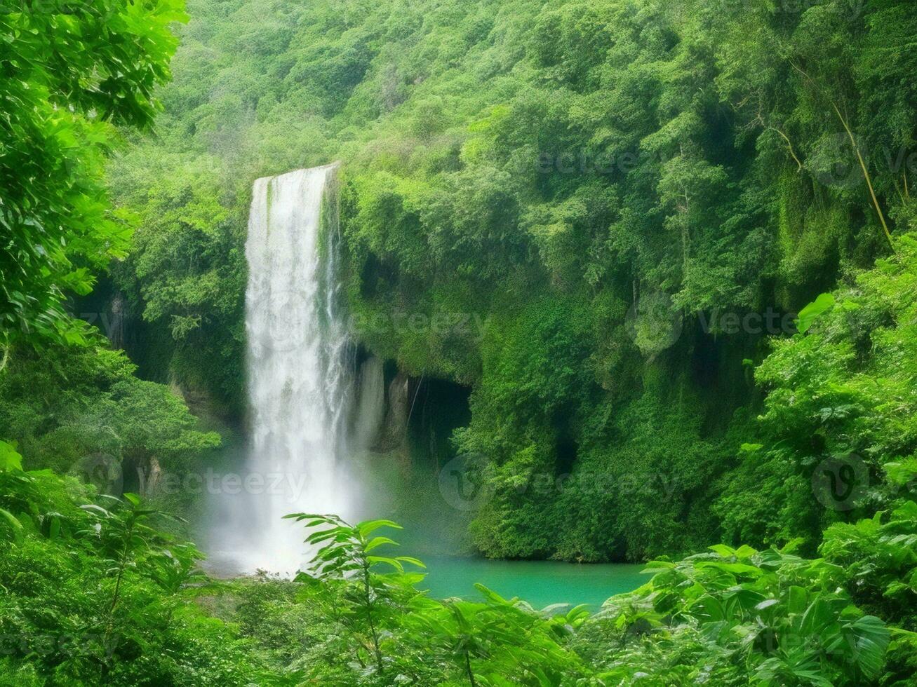 Wasserfall im das Urwald ai generiert foto