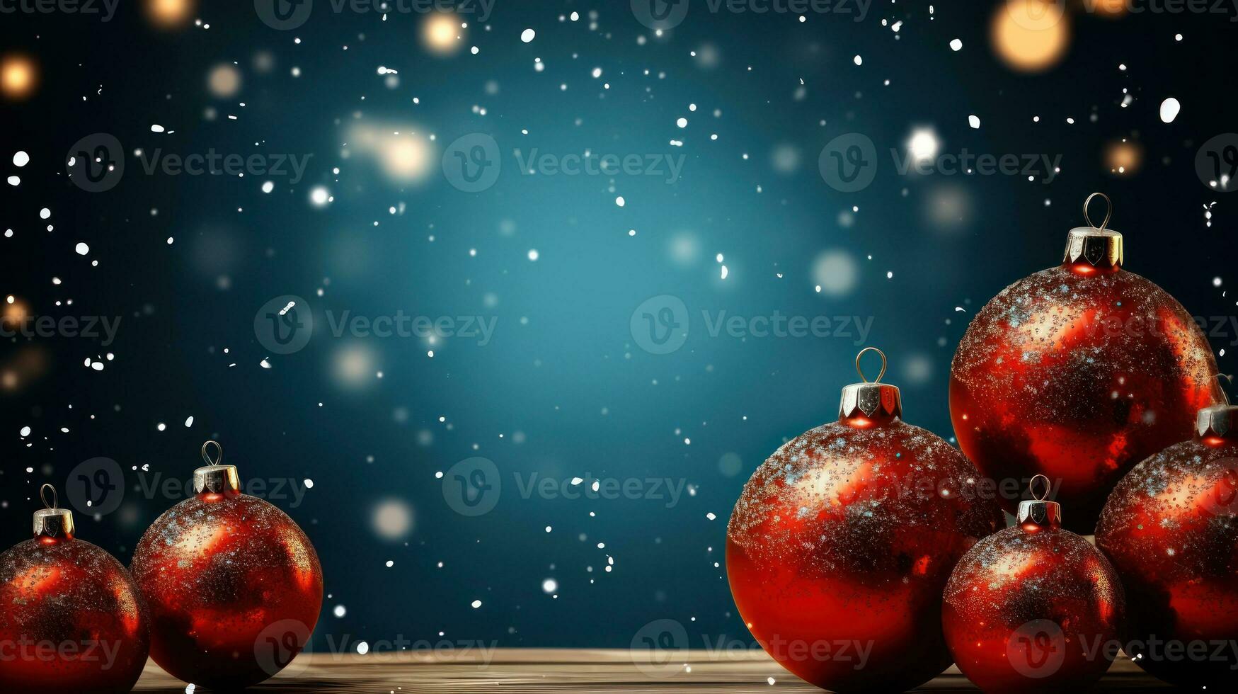 Weihnachten Hintergrund mit Tanne Geäst und Bälle auf Schnee fallen Hintergrund. generativ ai. foto