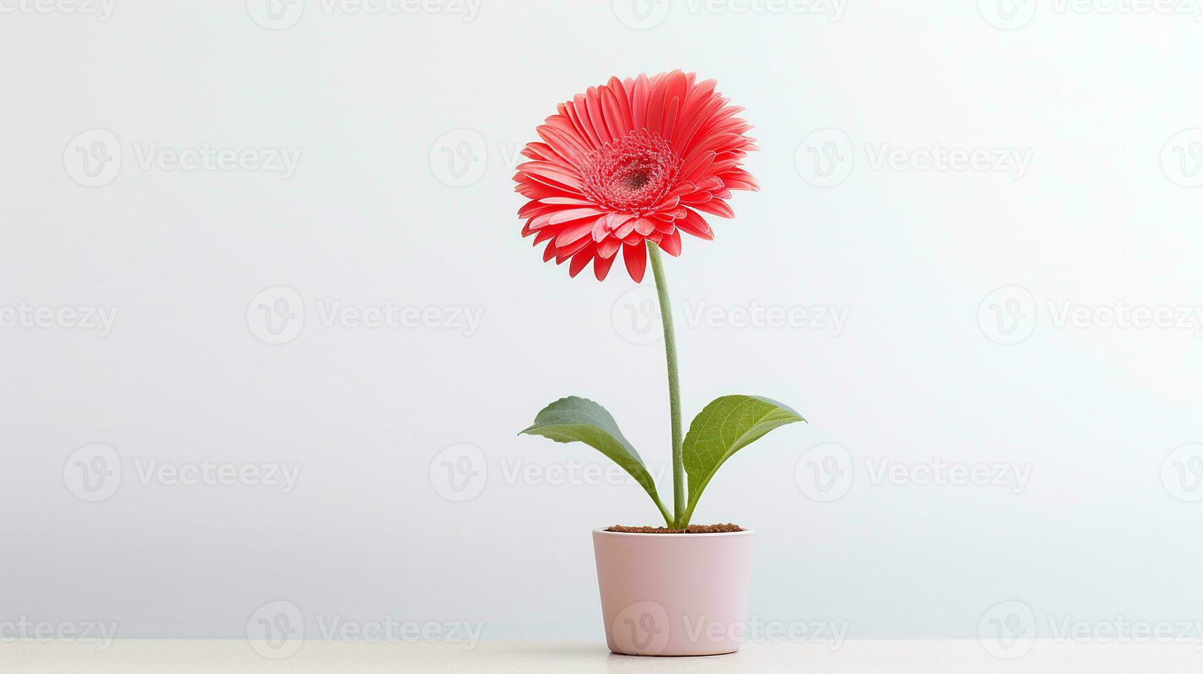 Foto von Gerbera Blume im Topf isoliert auf Weiß Hintergrund. generativ ai