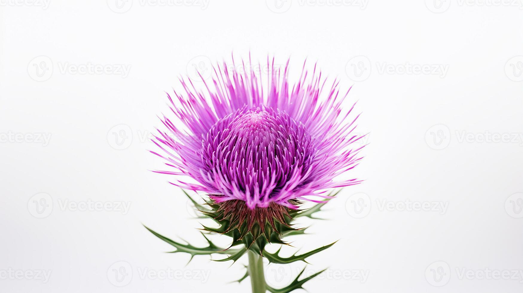 Foto von schön Distel Blume isoliert auf Weiß Hintergrund. generativ ai