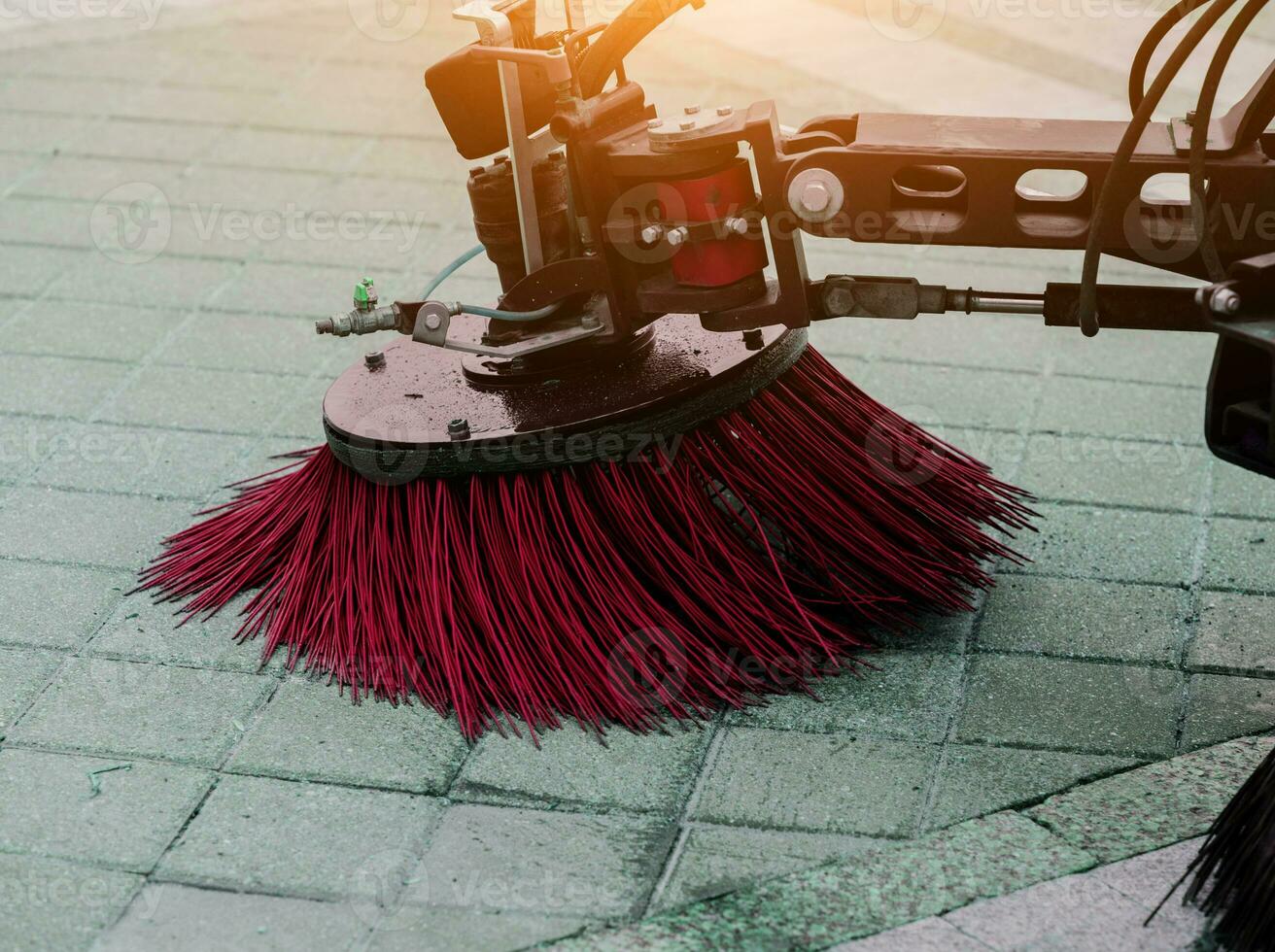 Bürsten von Straße Reinigung Maschine foto