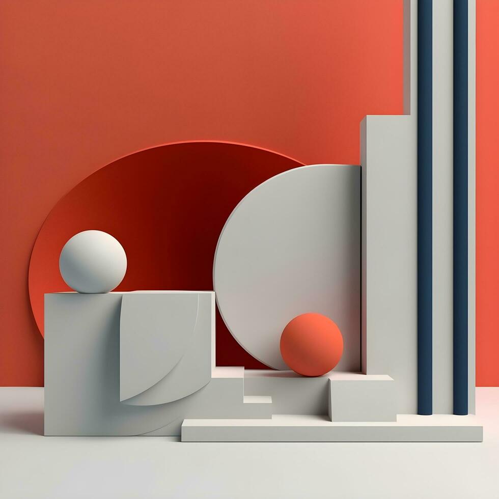 Bildhauerei das abstrakt. faszinierend 3d Szene mit geometrisch Formen im minimalistisch Pracht. ai generiert foto
