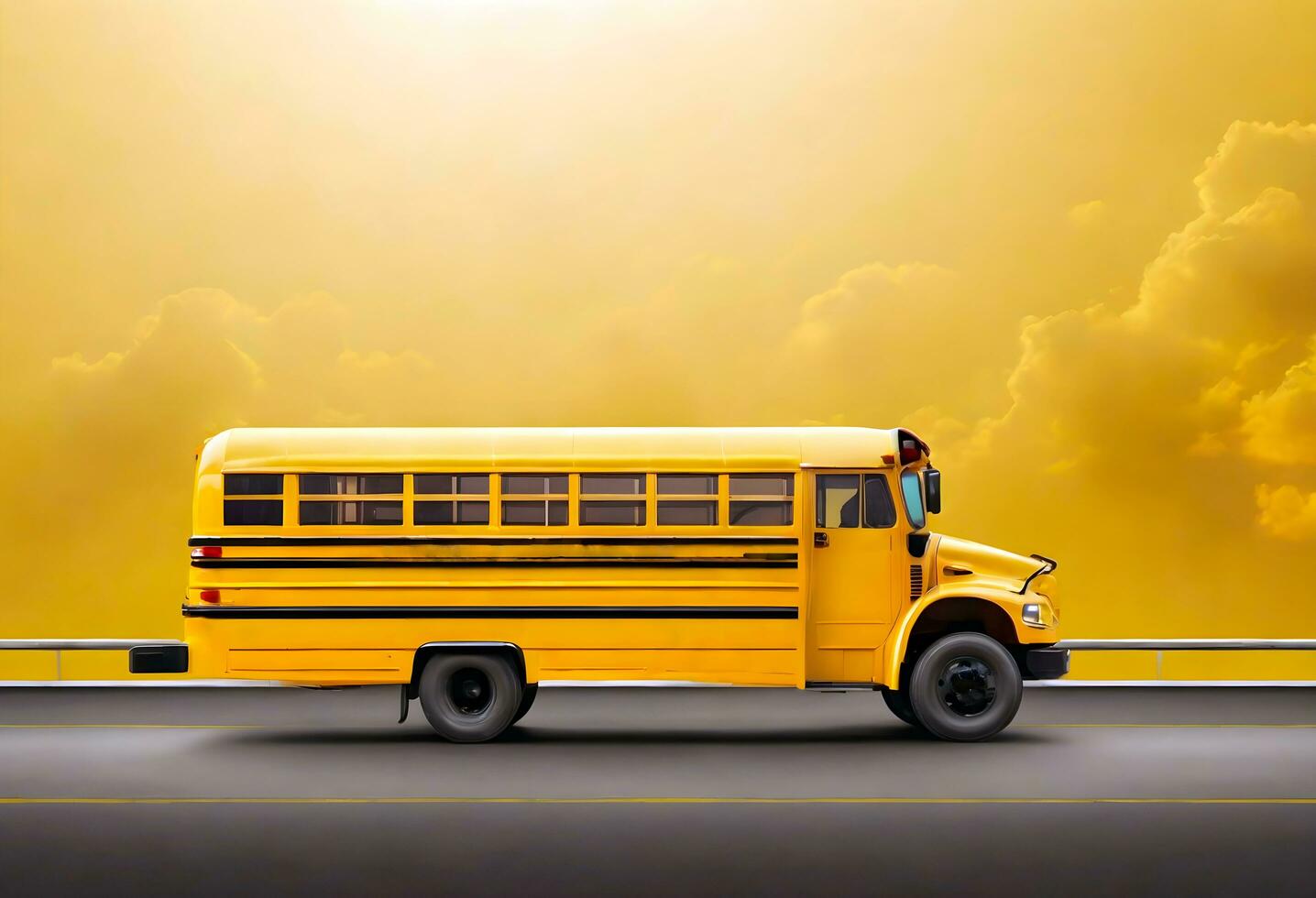 ai generativ Gelb Schule Bus Illustration, zurück zu Schule Konzept foto