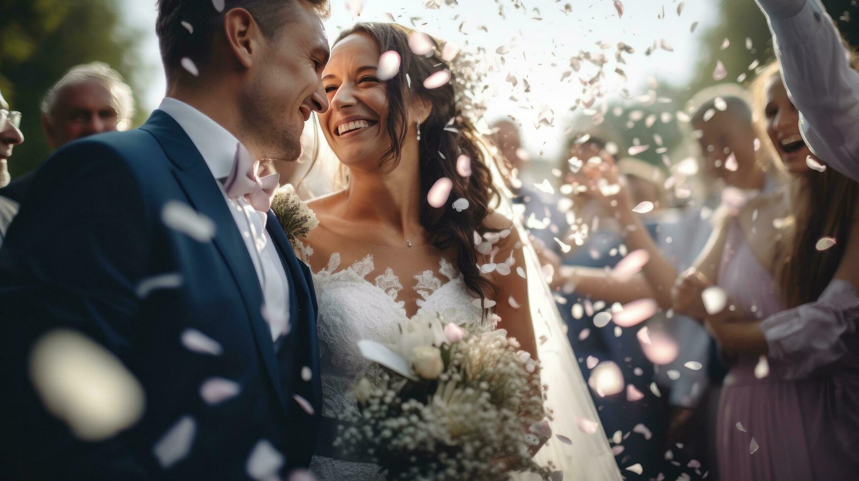 glückliches Hochzeitspaar foto