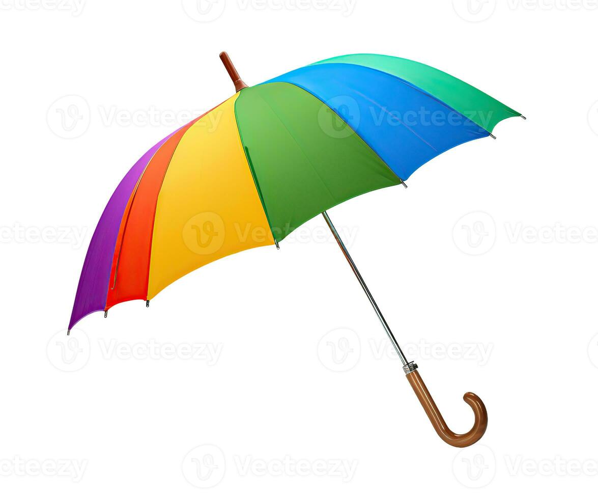 Mehrfarbig Regenschirm isoliert auf Weiß oder transparent Hintergrund ausgeschnitten. generativ ai foto