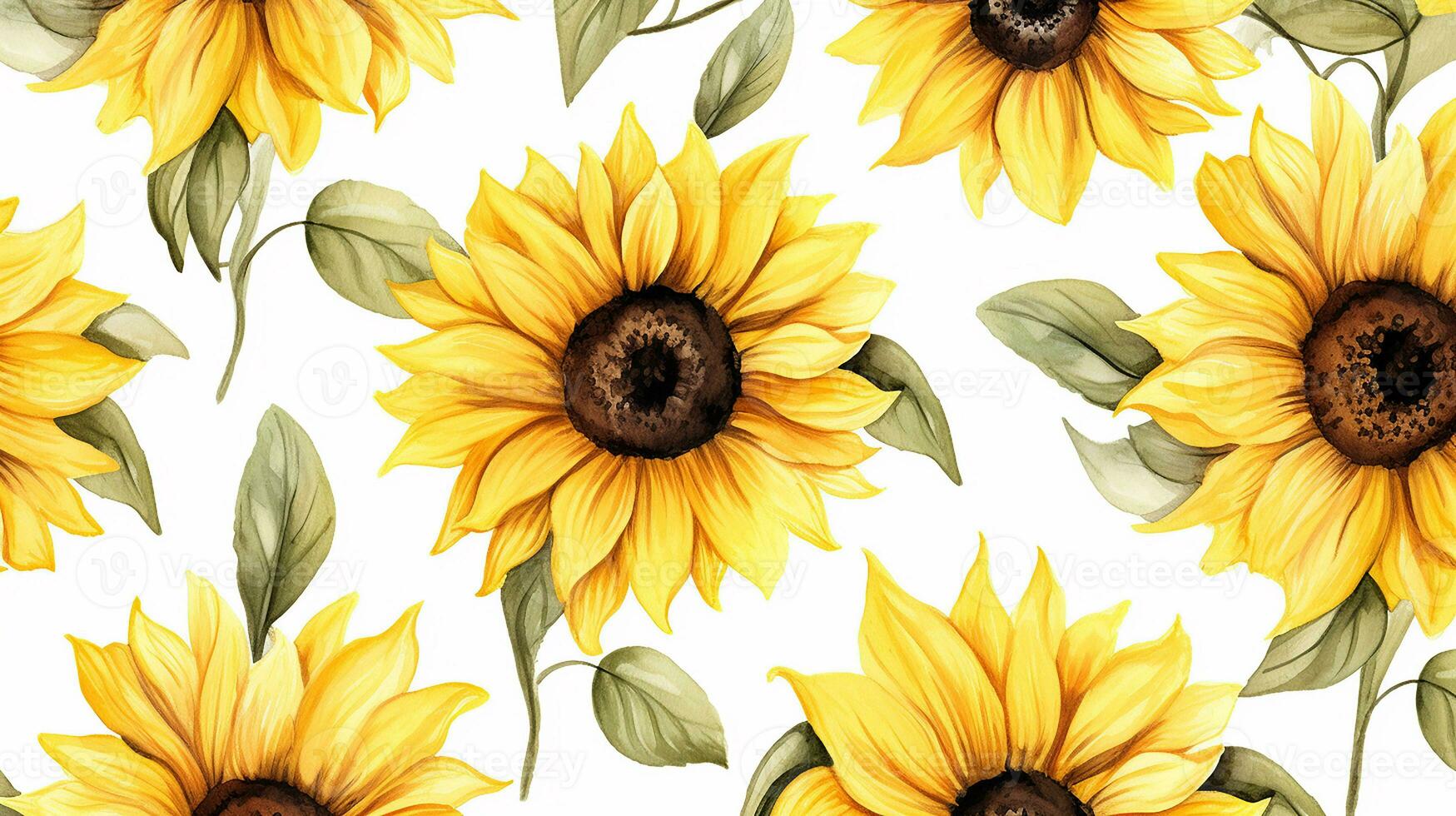 nahtlos Muster von Sonnenblume Blume im Aquarell Stil isoliert auf Weiß Hintergrund. Sonnenblume Blume Textur Hintergrund. generativ ai foto