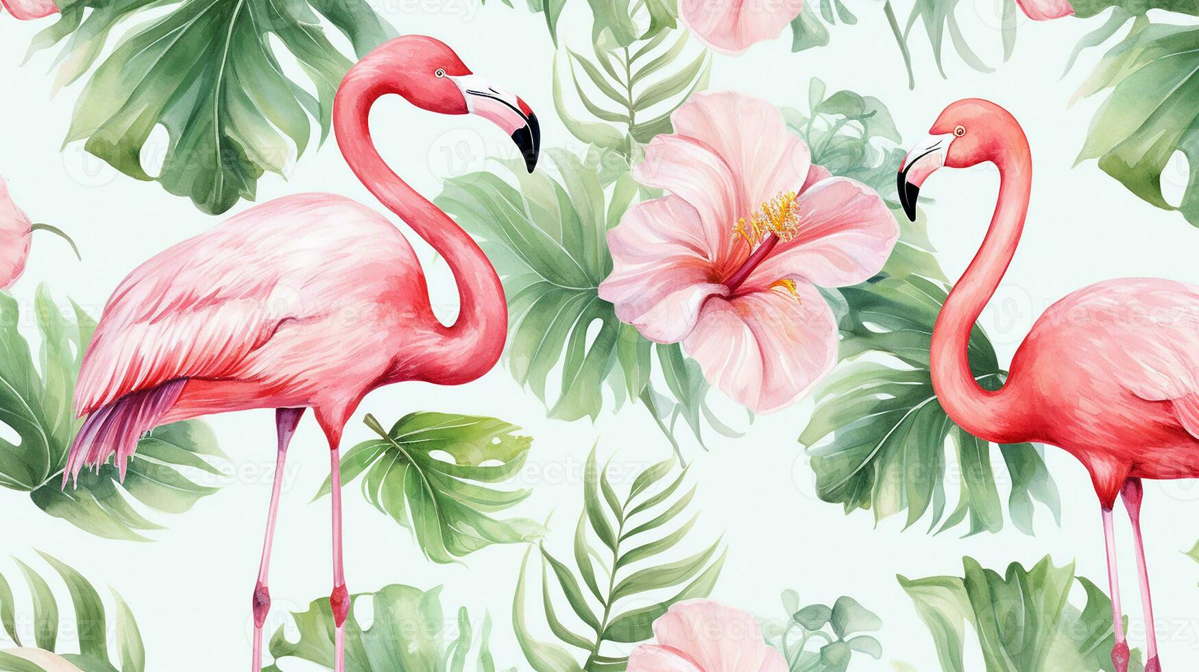 nahtlos Muster von Flamingo Blume im Aquarell Stil isoliert auf Weiß Hintergrund. Flamingo Blume Textur Hintergrund. generativ ai foto