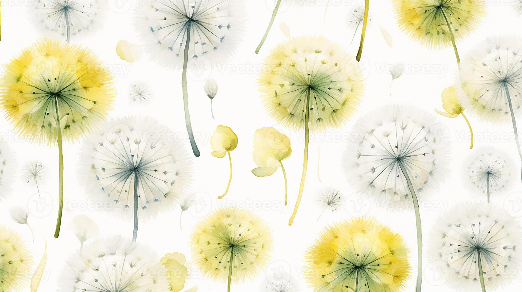 nahtlos Muster von Löwenzahn Blume im Aquarell Stil isoliert auf Weiß Hintergrund. Löwenzahn Blume Textur Hintergrund. generativ ai foto