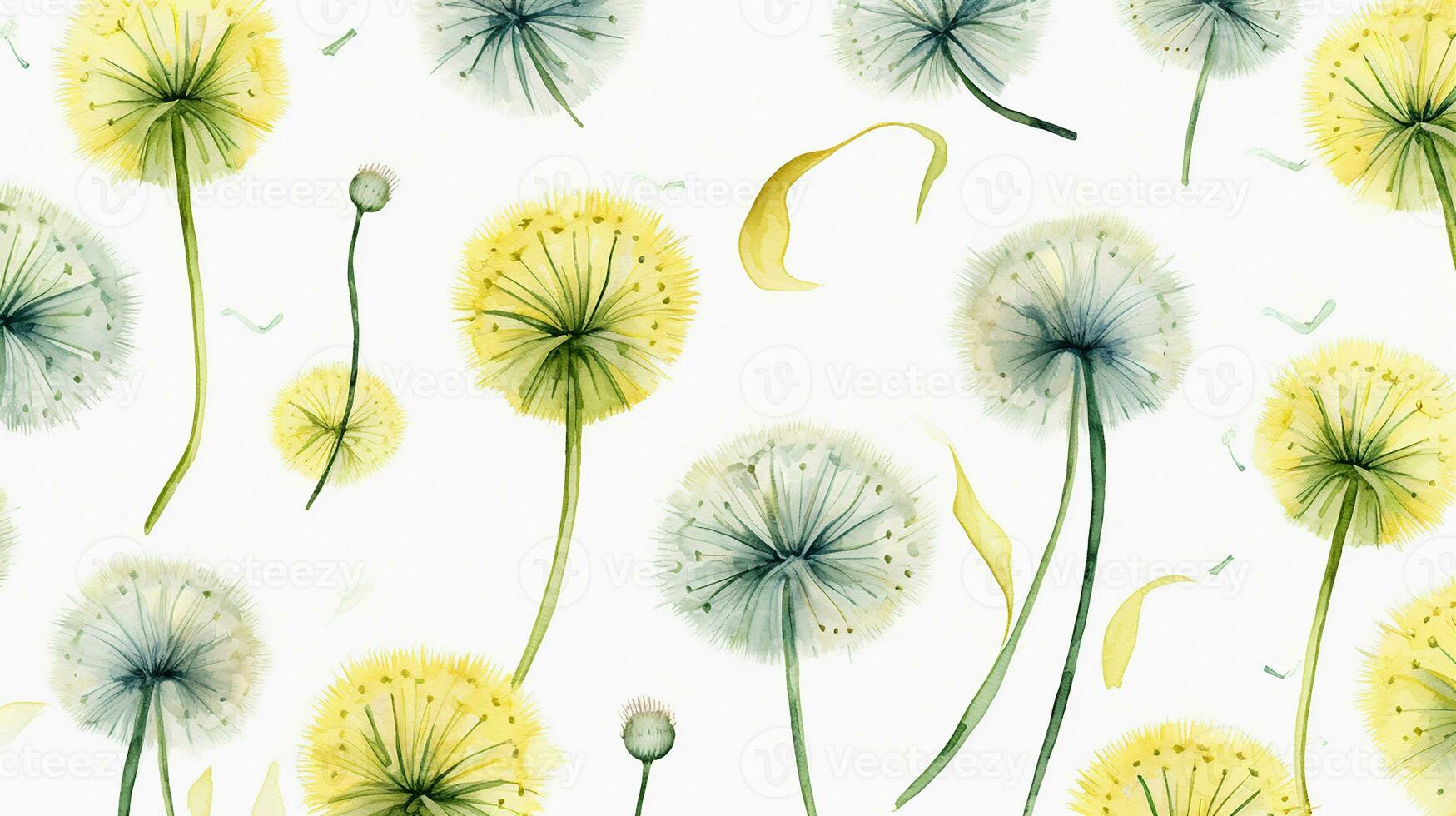 nahtlos Muster von Löwenzahn Blume im Aquarell Stil isoliert auf Weiß Hintergrund. Löwenzahn Blume Textur Hintergrund. generativ ai foto