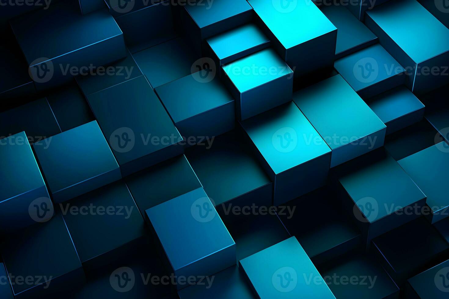 abstrakt Hintergrund mit 3d geometrisch Blau und Grün Design, ai generieren foto