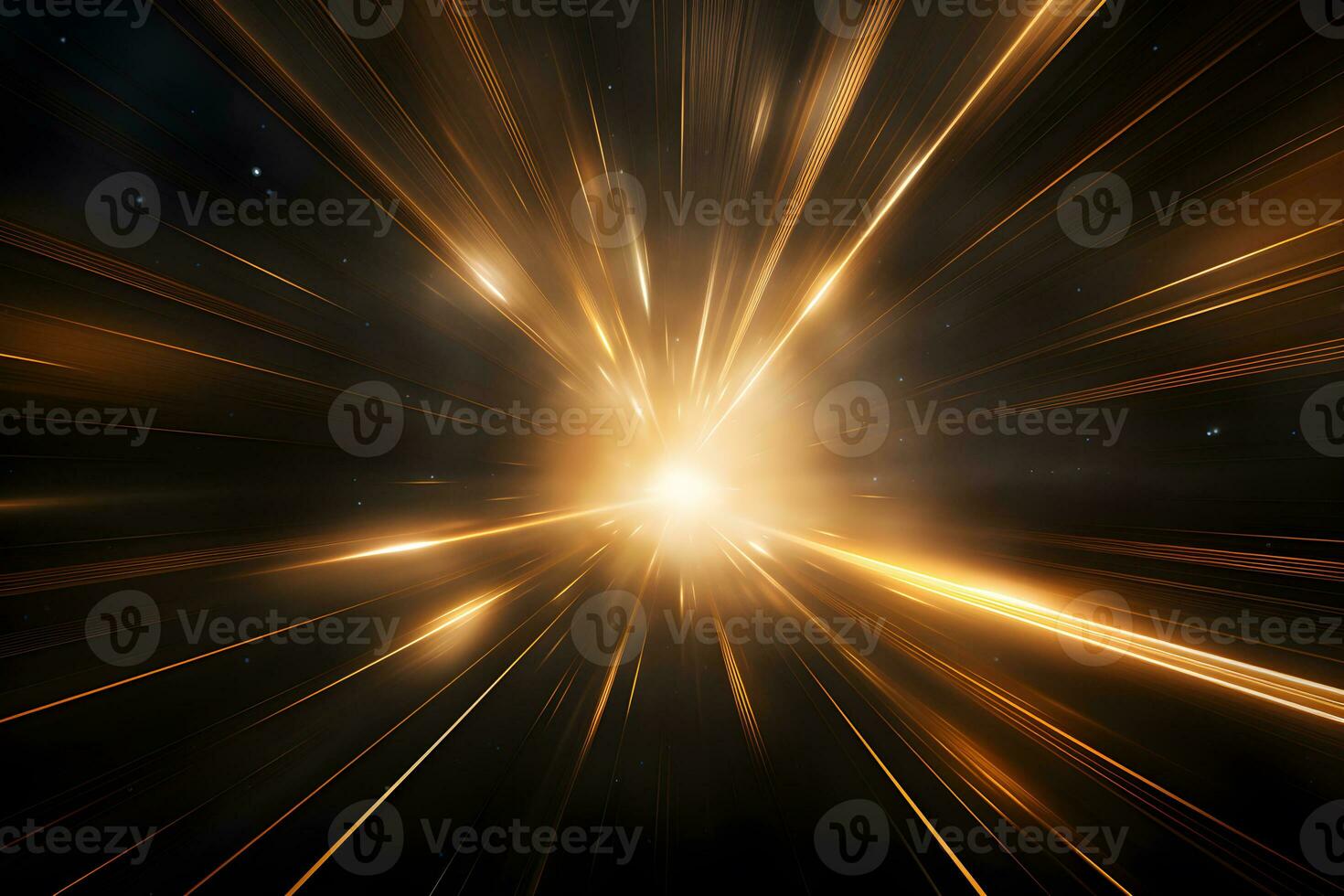 abstrakt Hintergrund Licht Gold Balken dunkel Linien mit Sterne, ai generieren foto
