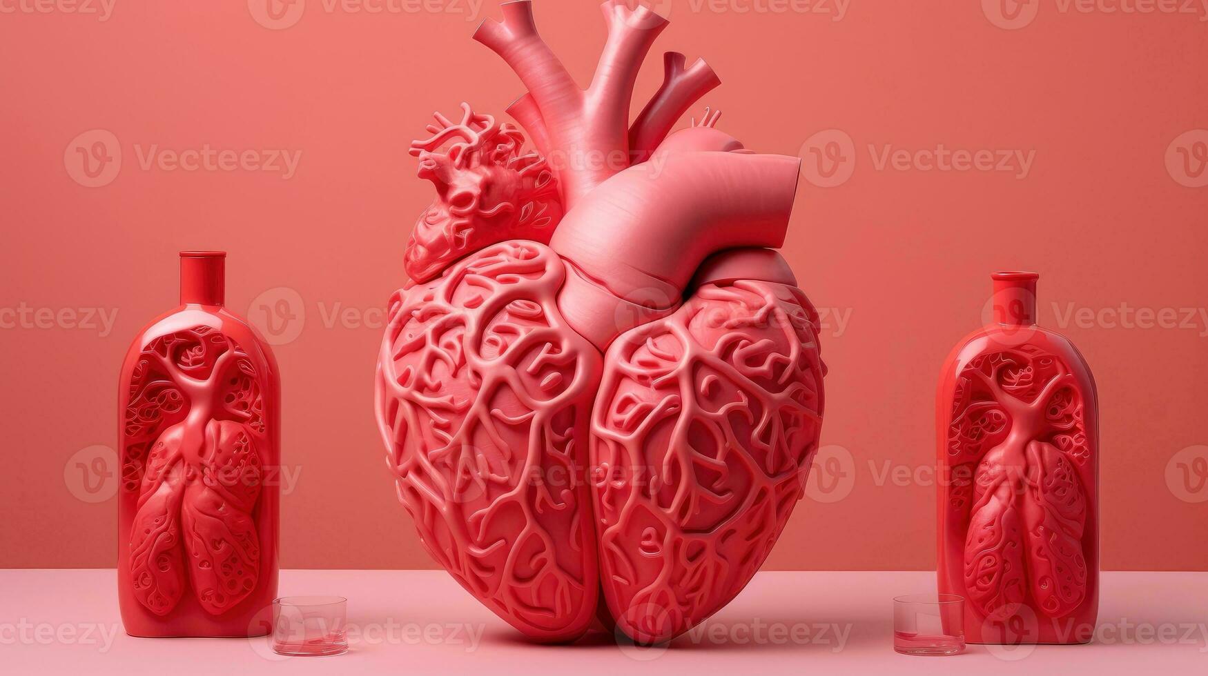 3d Illustration Attrappe, Lehrmodell, Simulation von das Mensch Organ System, Anatomie, nervös, Kreislauf, Verdauungs, Ausscheidung, Harn und Knochen Systeme. medizinisch Bildung Konzept, generativ ai Illustration foto