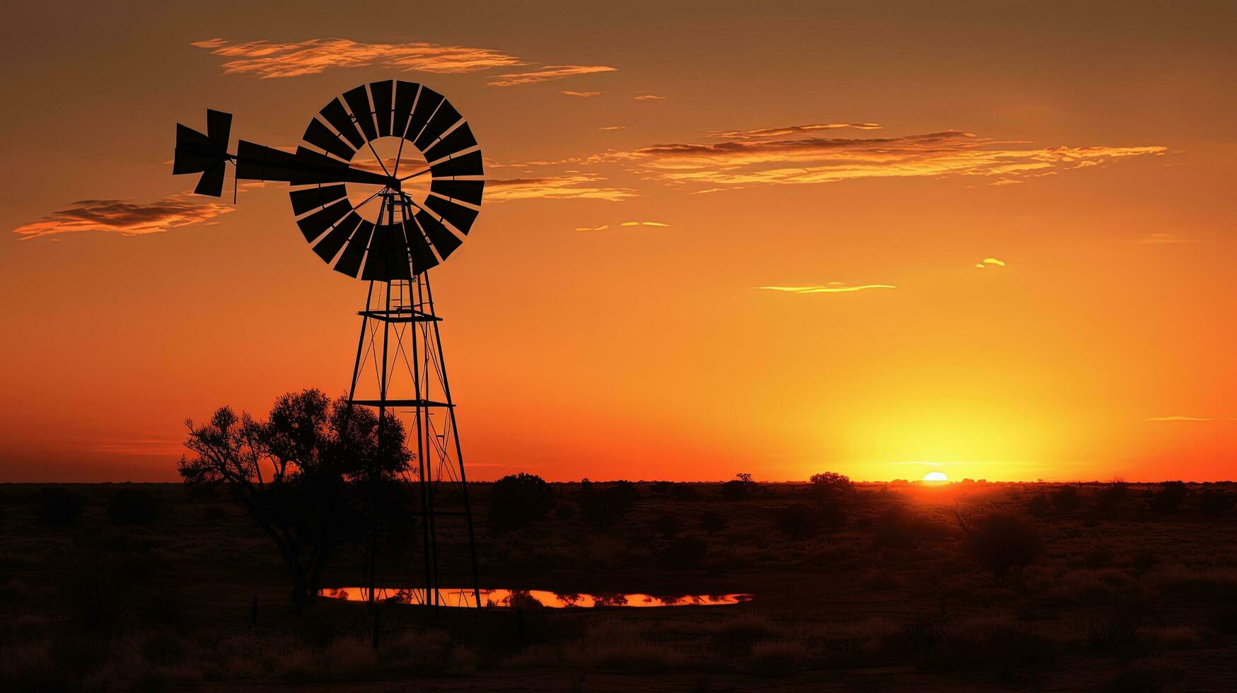 Windmühle Silhouette im das karoo beim Sonnenuntergang foto