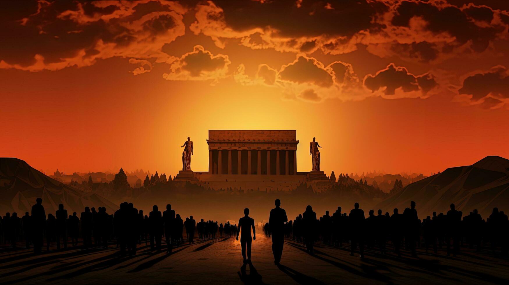 Anitkabir atatürk im Truthahn s Ankara Landschaft. Silhouette Konzept foto