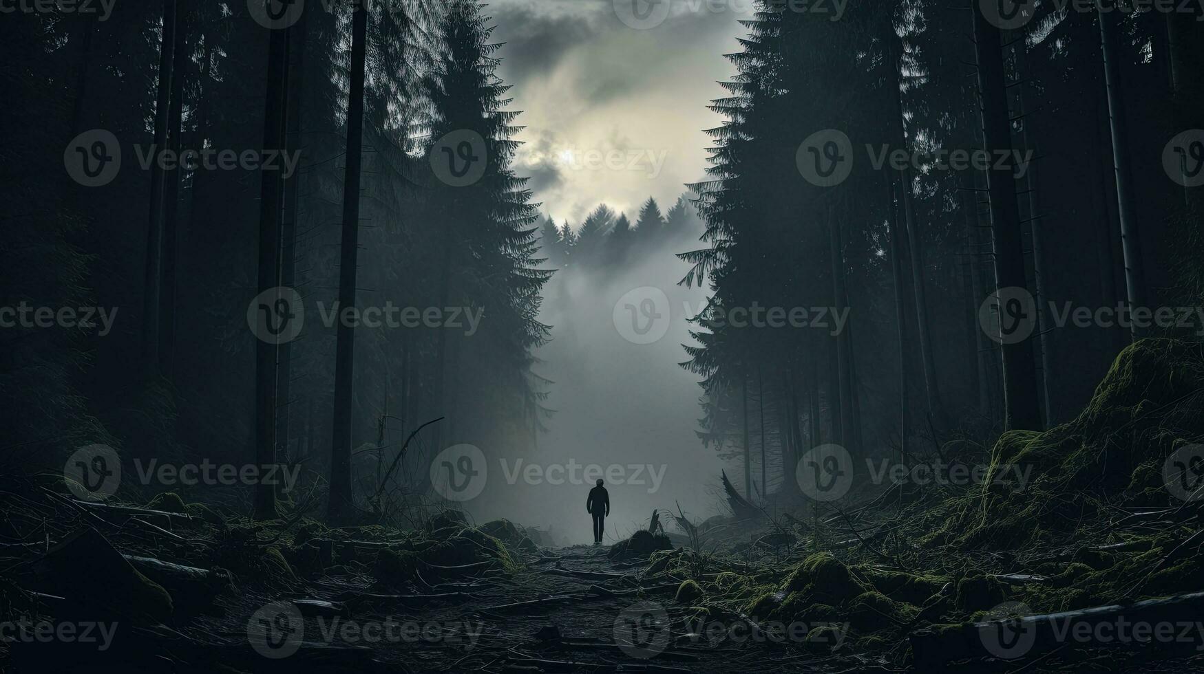 alt Wald im Schweiz. Silhouette Konzept foto