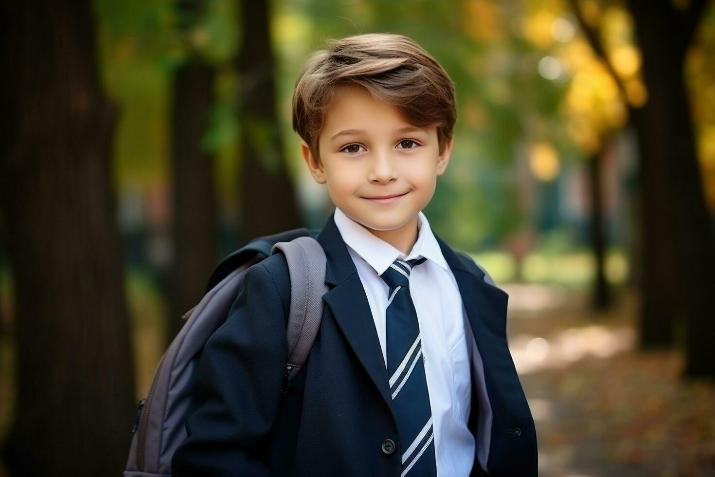 Junge geht zu Schule foto