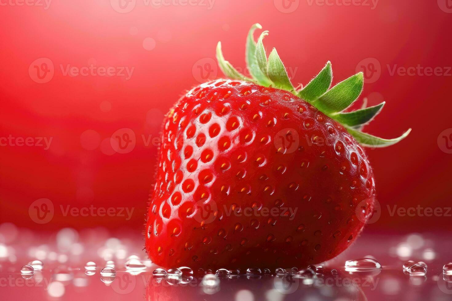 Erdbeere auf rot Hintergrund - - ai generativ foto