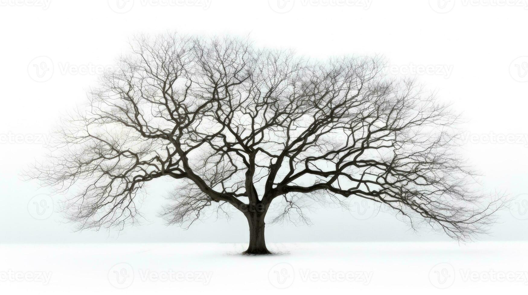 Winter Baum ohne Blätter auf Weiß Hintergrund. Silhouette Konzept foto