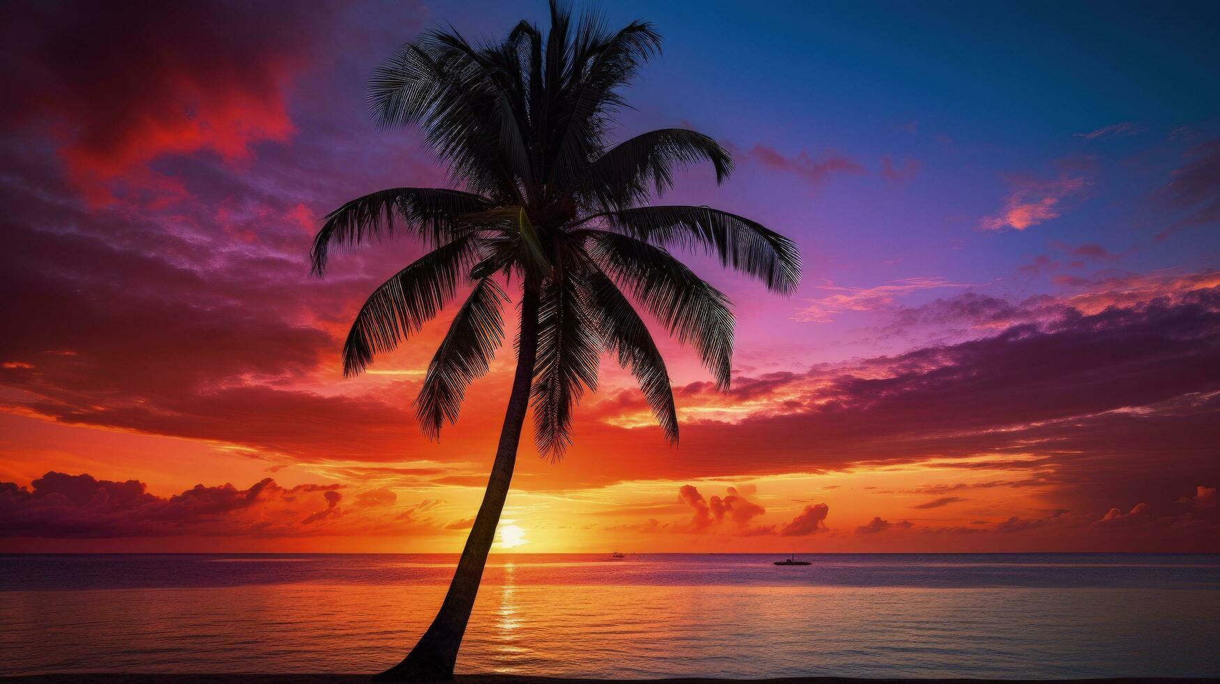 Palme Baum gegen atemberaubend Sonnenuntergang Silhouette foto