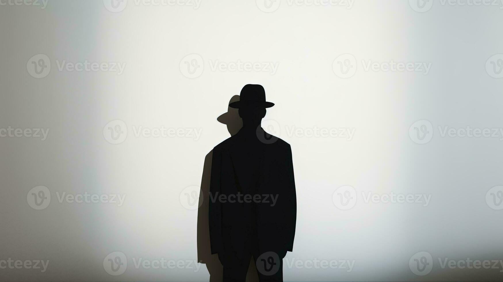 fotografieren von Mann s Schatten Besetzung durch hell Zimmer Sonnenlicht auf ein Weiß Mauer. Silhouette Konzept foto