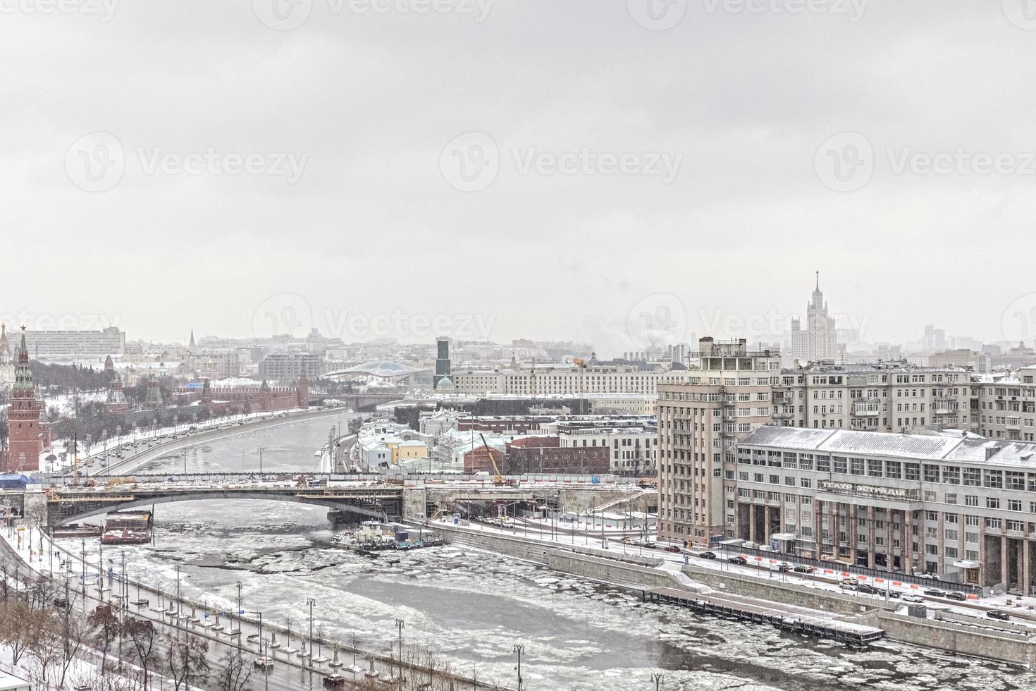 Panorama von Moskau im Winter, Blick auf die Stadt foto