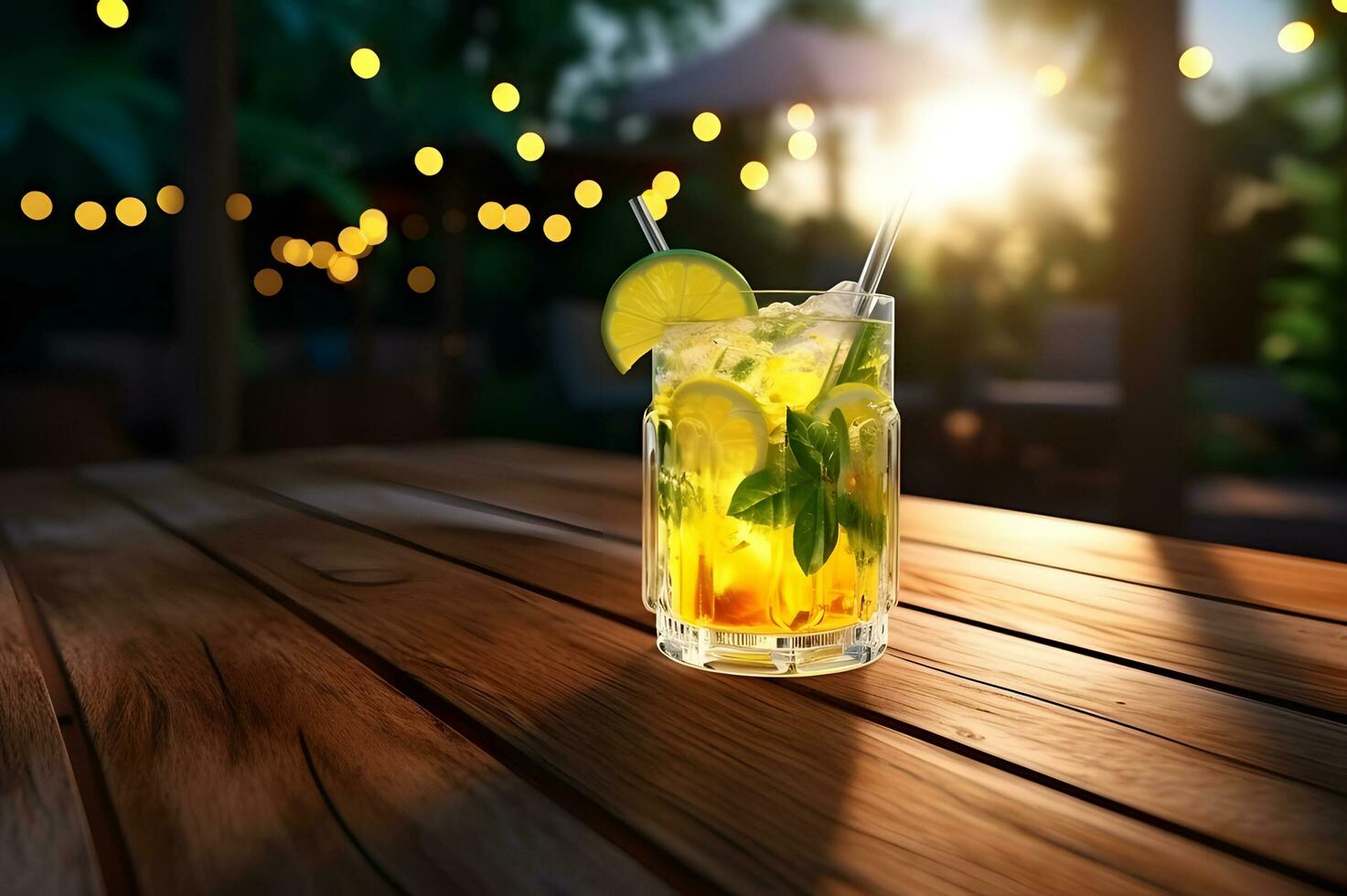 frisch Cocktail Sommer- trinken auf hölzern Tabelle foto