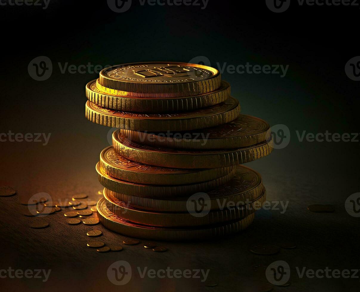 Münzen Stapel. Geld Stapel Reichtum Hintergrund. generativ ai foto