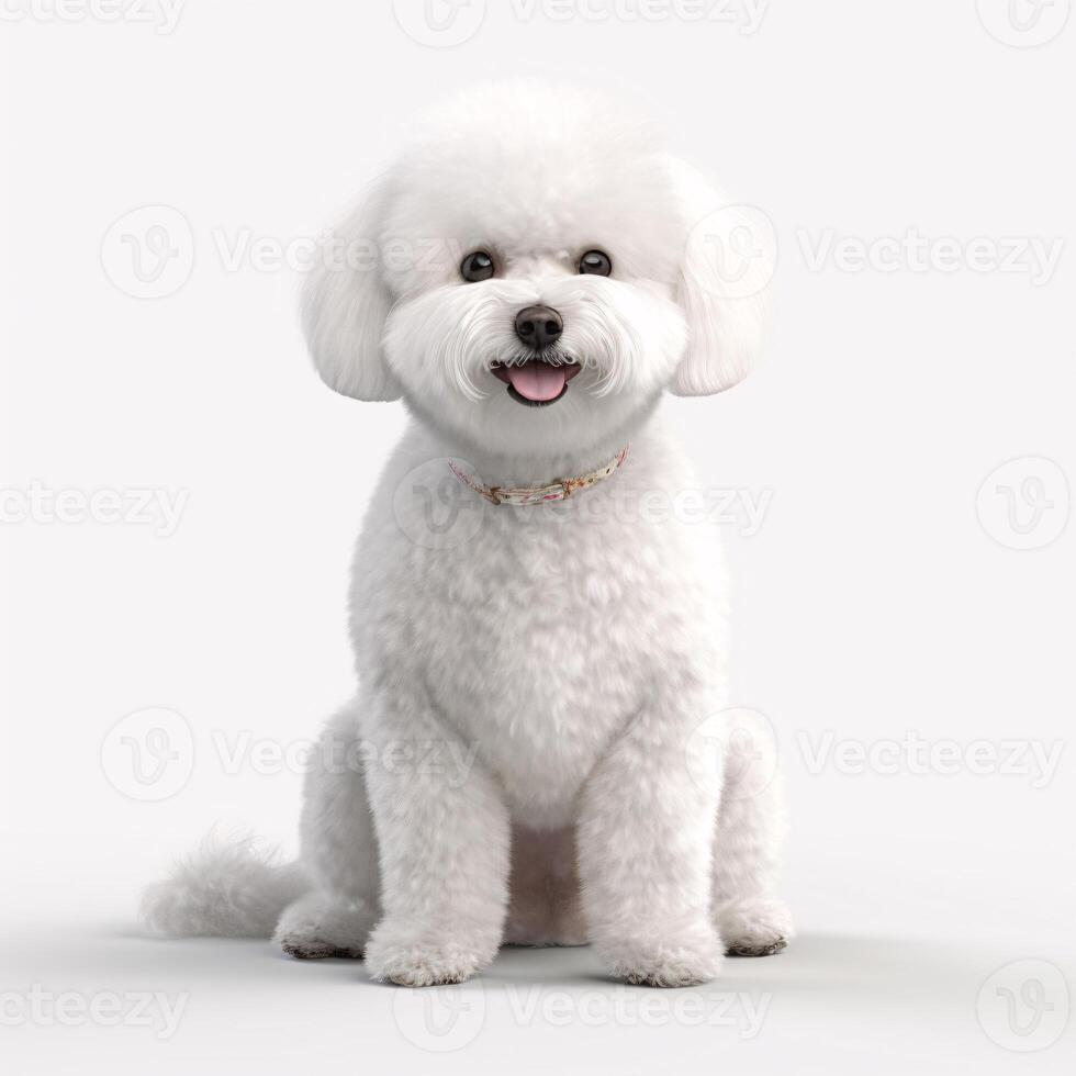 ai generativ Bichon frise Rasse Hund isoliert auf ein klar Weiß Hintergrund foto