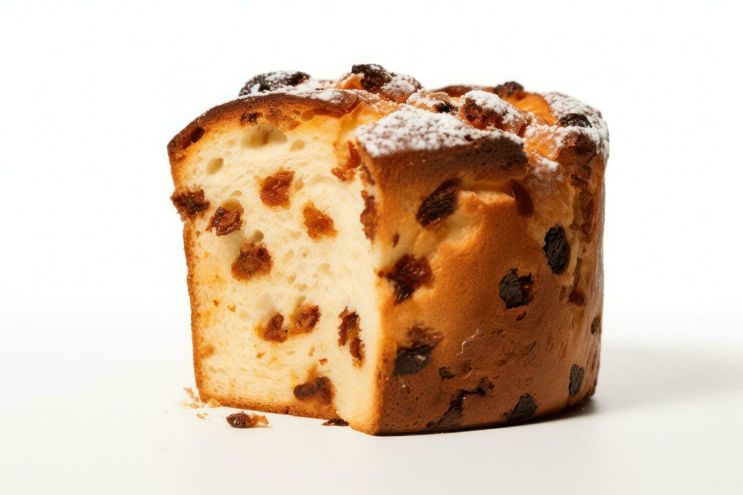 traditionell Italienisch Panettone isoliert auf Weiß Hintergrund ai generativ foto