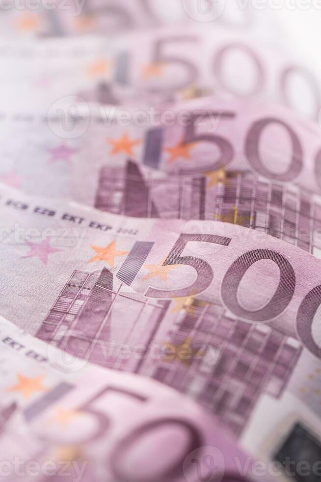 Nahansicht fünf Hundert Euro Banknoten Geld und Währung foto