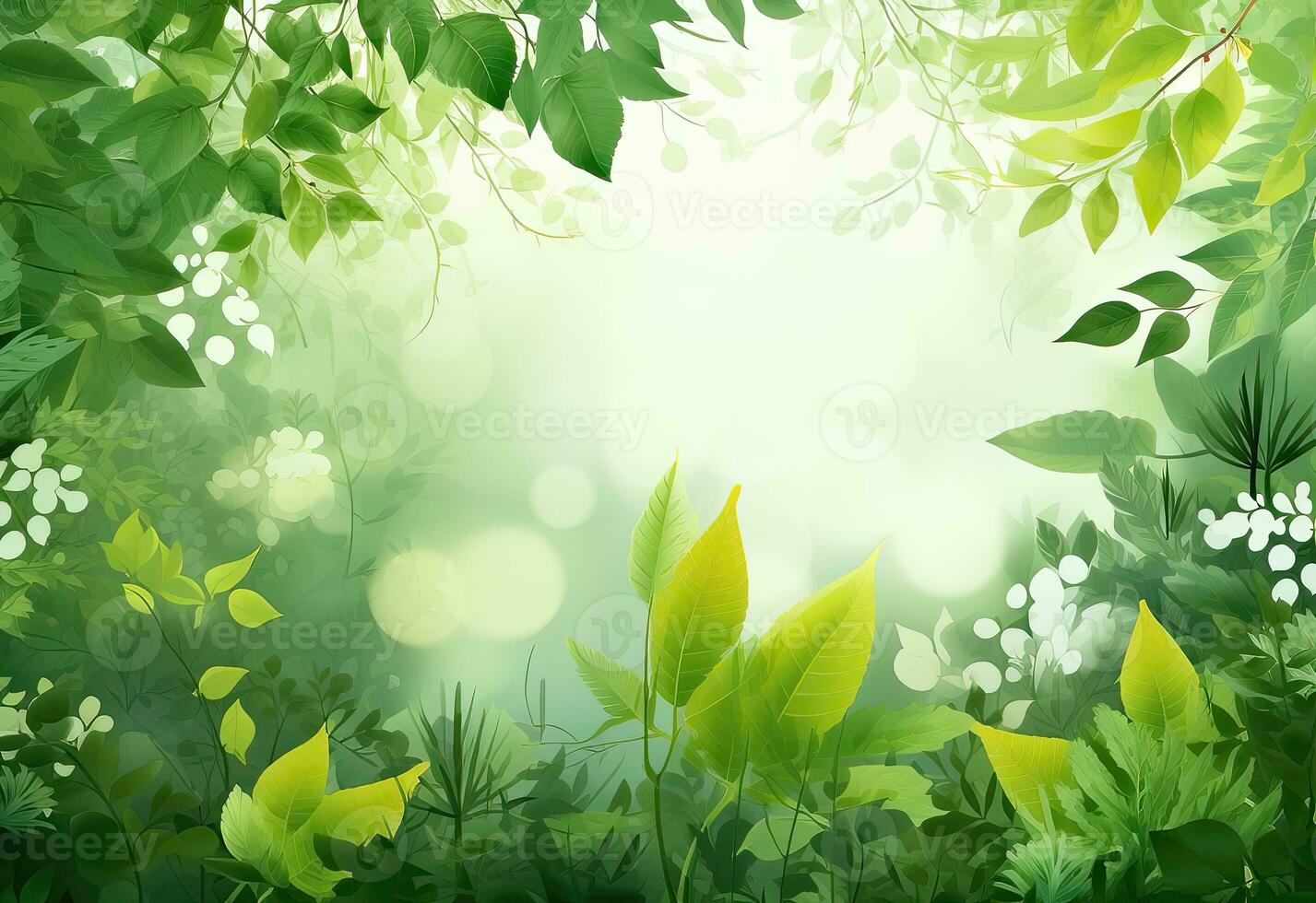 Natur Hintergrund mit Grün Blätter - - ai generativ foto