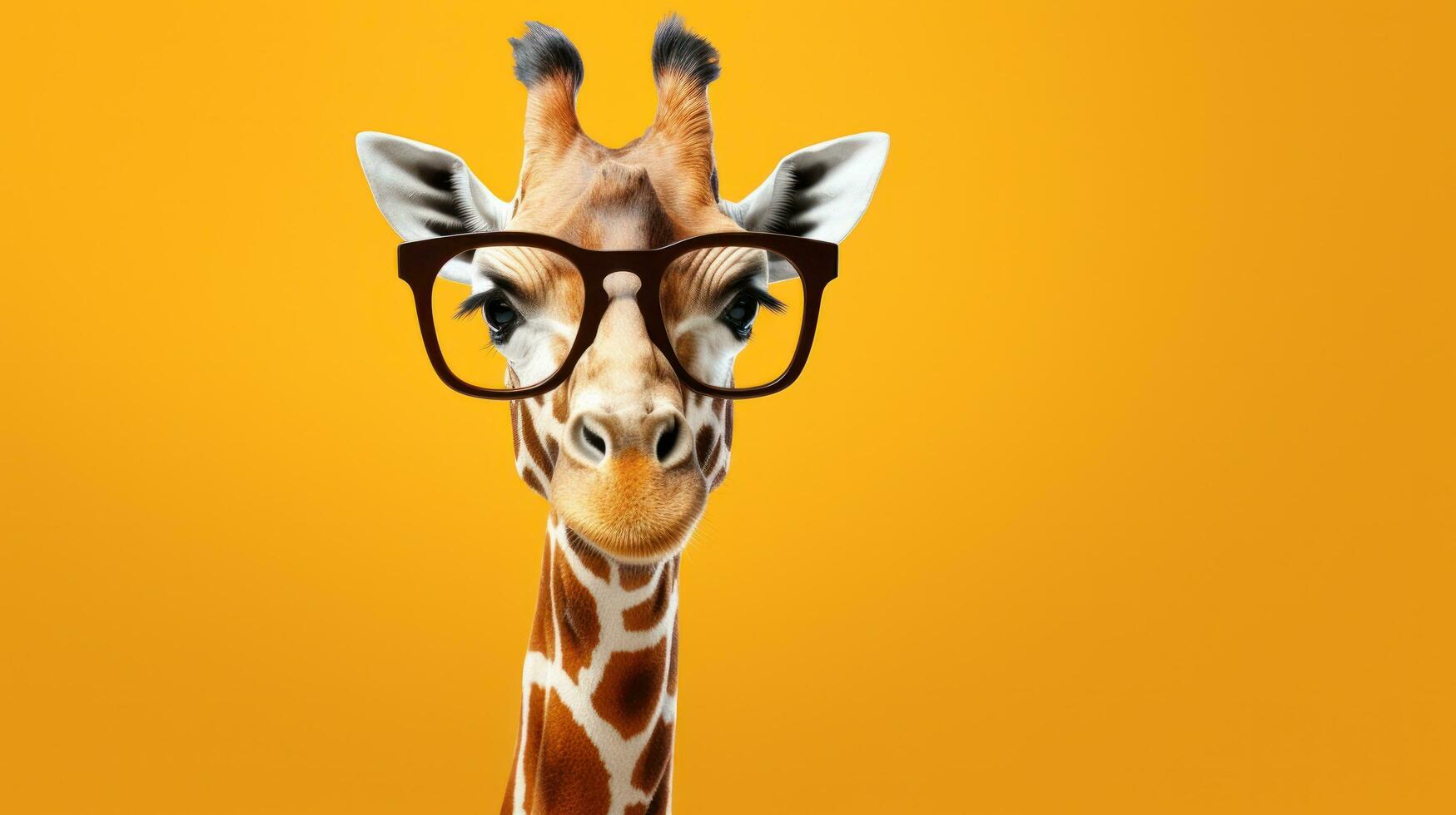 Giraffe tragen Brille auf ein solide Farbe Hintergrund foto