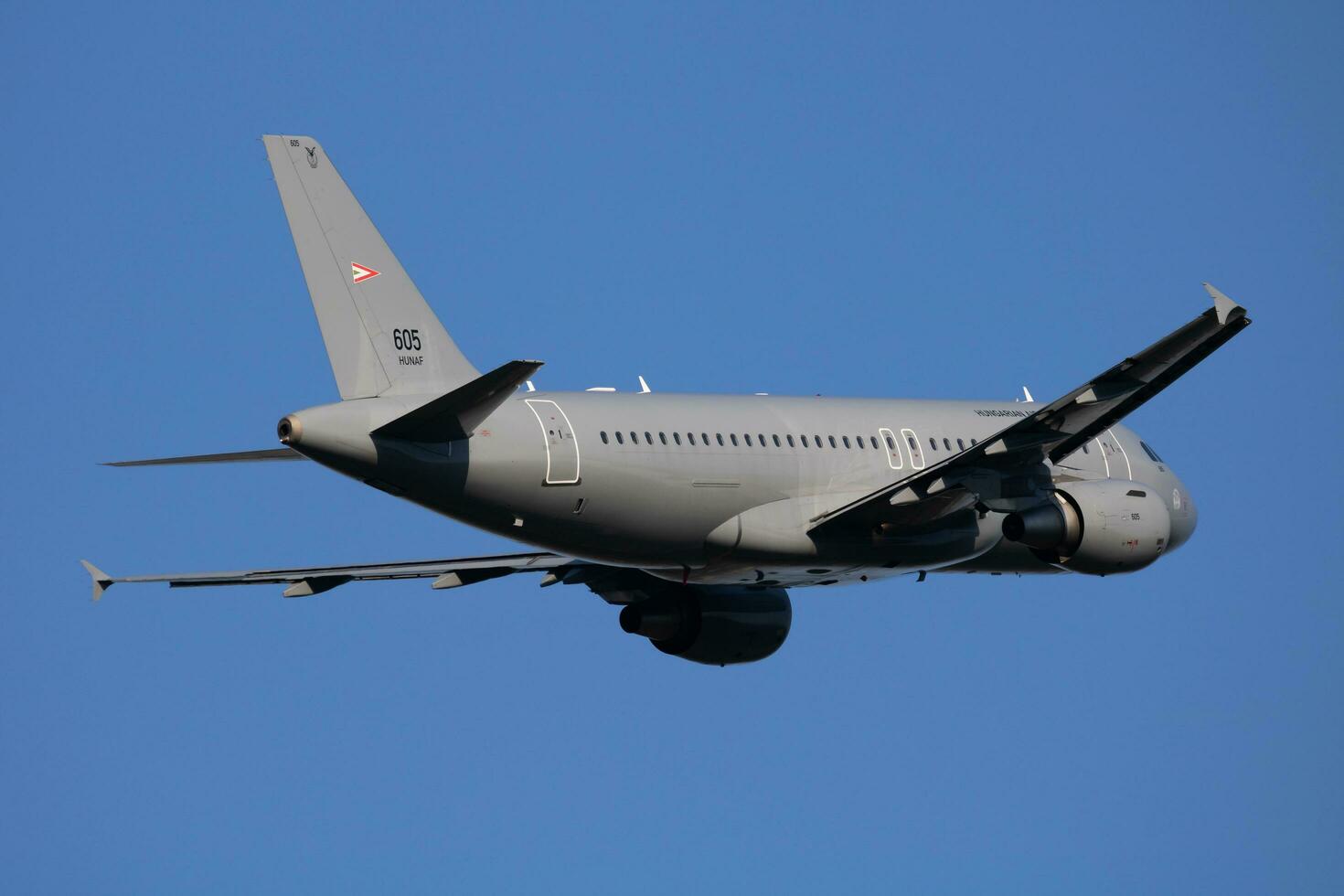 ungarisch Luft Macht Airbus a319 605 Transport Passagier Flugzeug Abfahrt und nehmen aus beim Budapest Flughafen foto