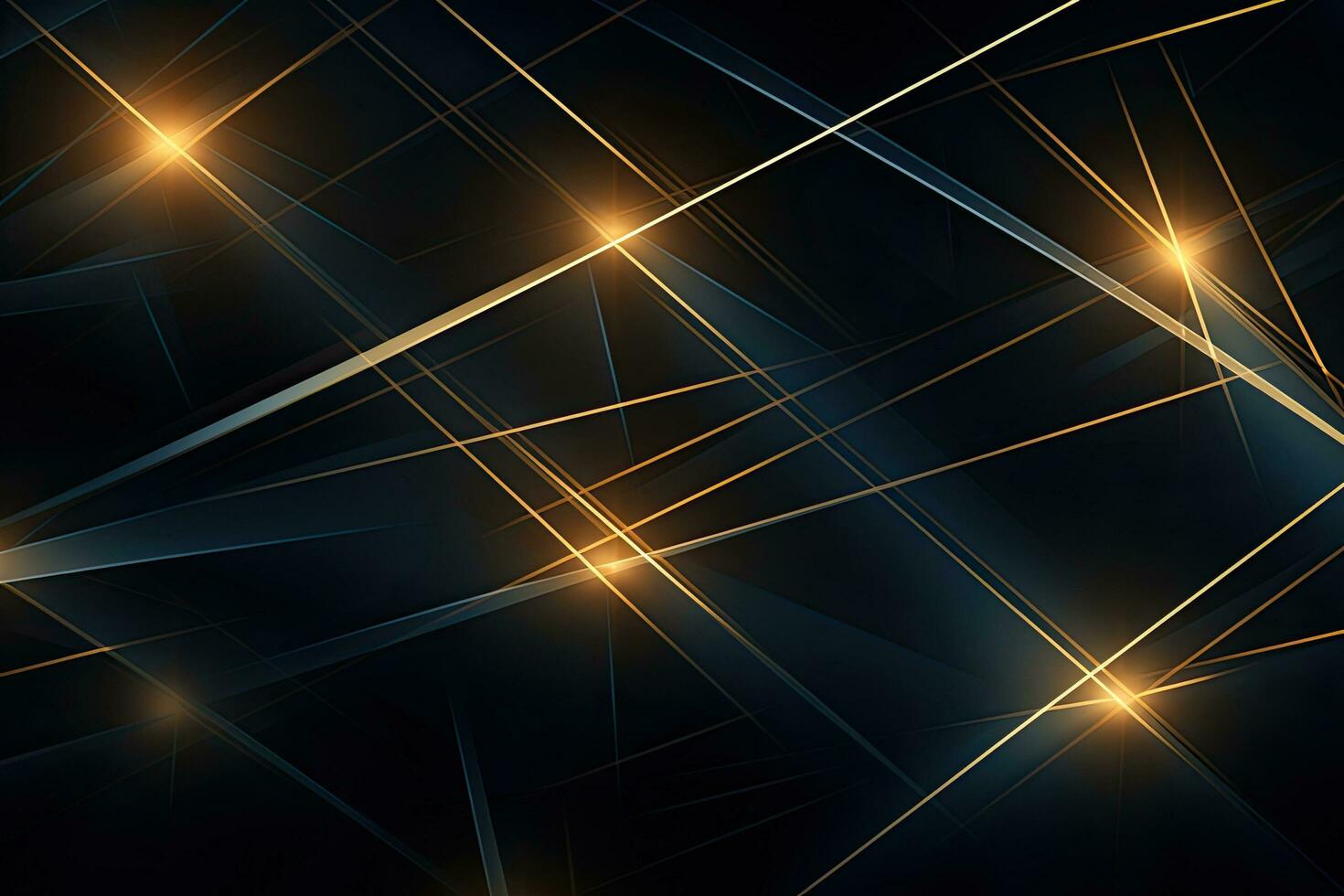 abstrakt dunkel Hintergrund mit golden Linien. abstrakt geometrisch Muster zusammengesetzt von ein unzählige von sich überschneiden Linien, ai generiert foto